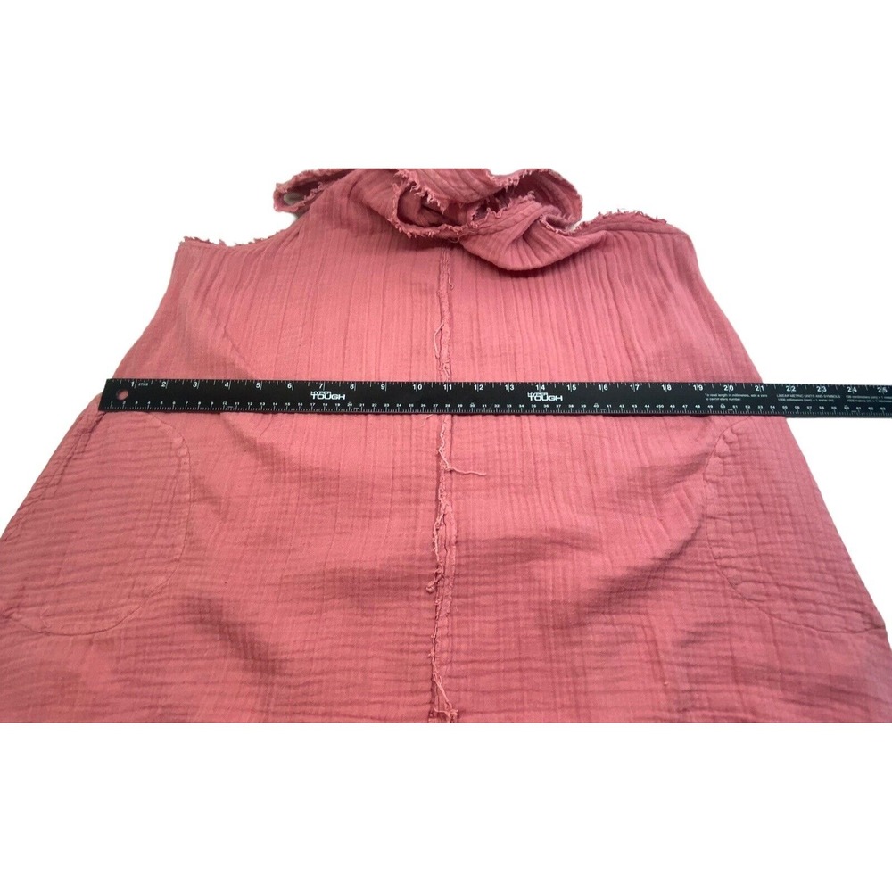 FREE PEOPLE Women Cotton Racerback Raw Edges Gauze Dress Sz M Pink Casual 68-19 - Picture 7 of 10